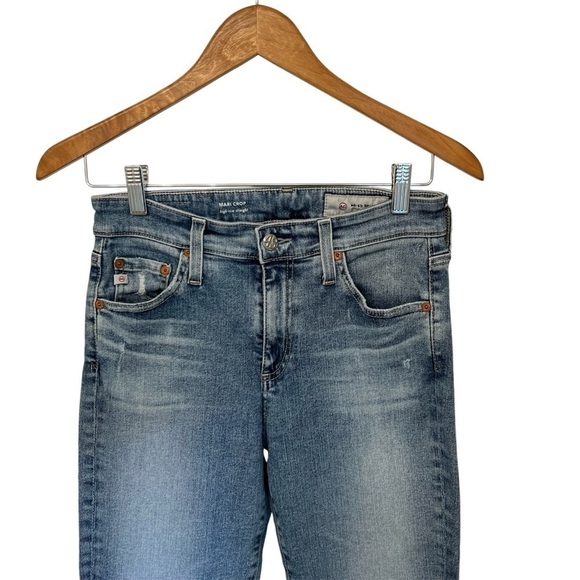 AG Adriano Goldschmied Mari Crop High Rise Slim Straight Raw Hem Destroyed 26 - Picture 3 of 7